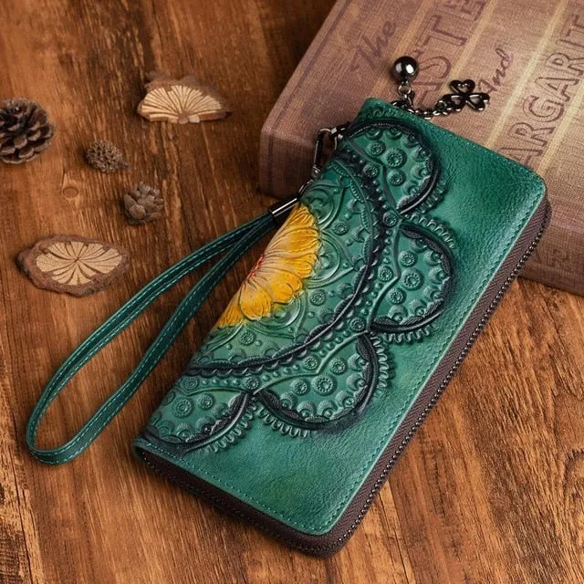Johnature Genuine Leather Women Wallet Long Hand Wallets Card Holder