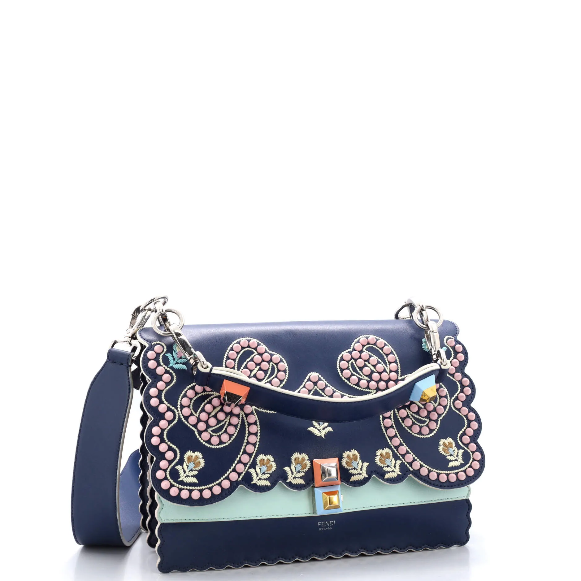 Kan I Bag Embroidered Studded Leather Medium