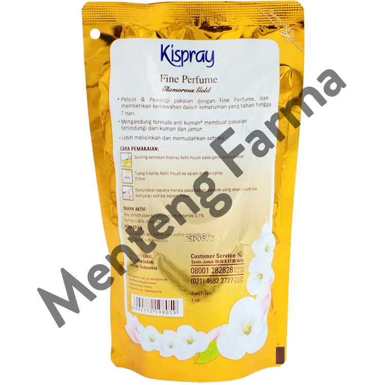 Kispray Pewangi dan Pelembut Refill Pouch Glamorous Gold 300 mL - Pelicin Pewangi dan Pelembut Pakaian