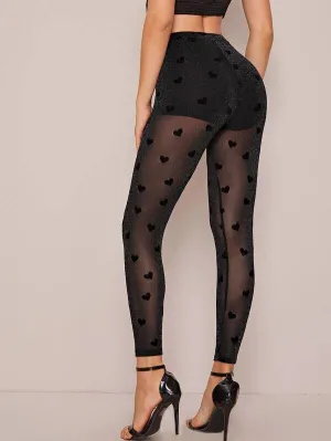 Knicker Insert Flocked Glitter Mesh Leggings
