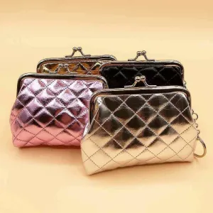 Ladies Girls Pretty Shiny Retro Coin Purse Wallet With Key Chain Xmas Santa Gift