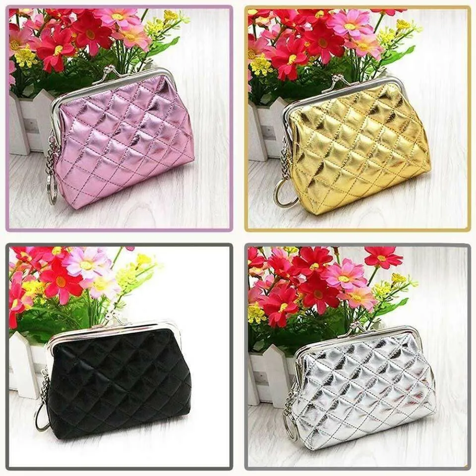 Ladies Girls Pretty Shiny Retro Coin Purse Wallet With Key Chain Xmas Santa Gift