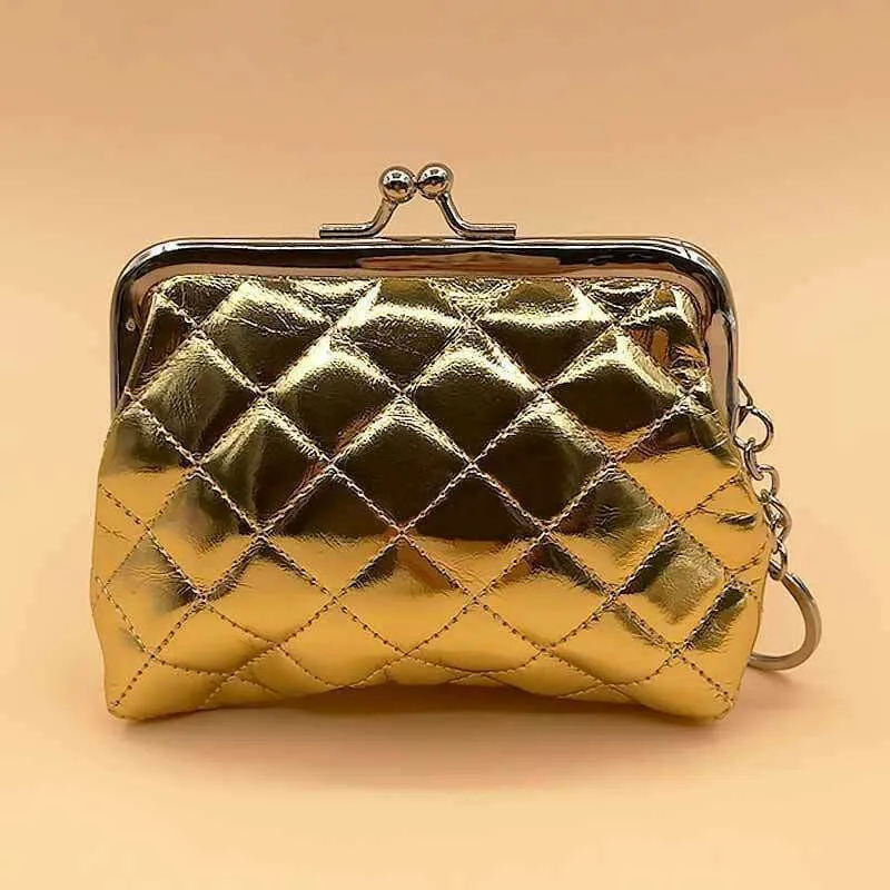 Ladies Girls Pretty Shiny Retro Coin Purse Wallet With Key Chain Xmas Santa Gift
