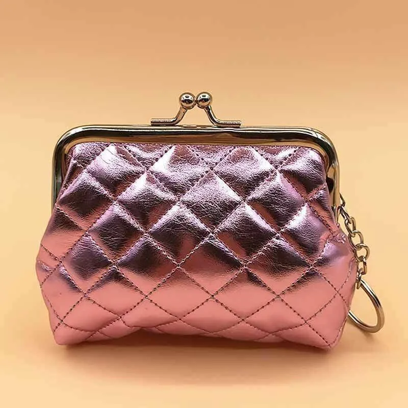 Ladies Girls Pretty Shiny Retro Coin Purse Wallet With Key Chain Xmas Santa Gift