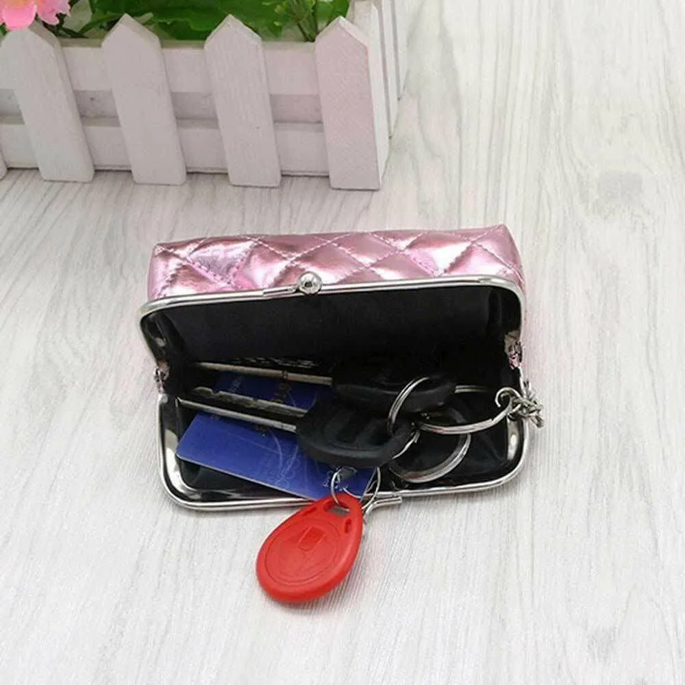Ladies Girls Pretty Shiny Retro Coin Purse Wallet With Key Chain Xmas Santa Gift