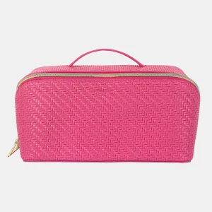 Large Beauty Bag - Herringbone Raspberry