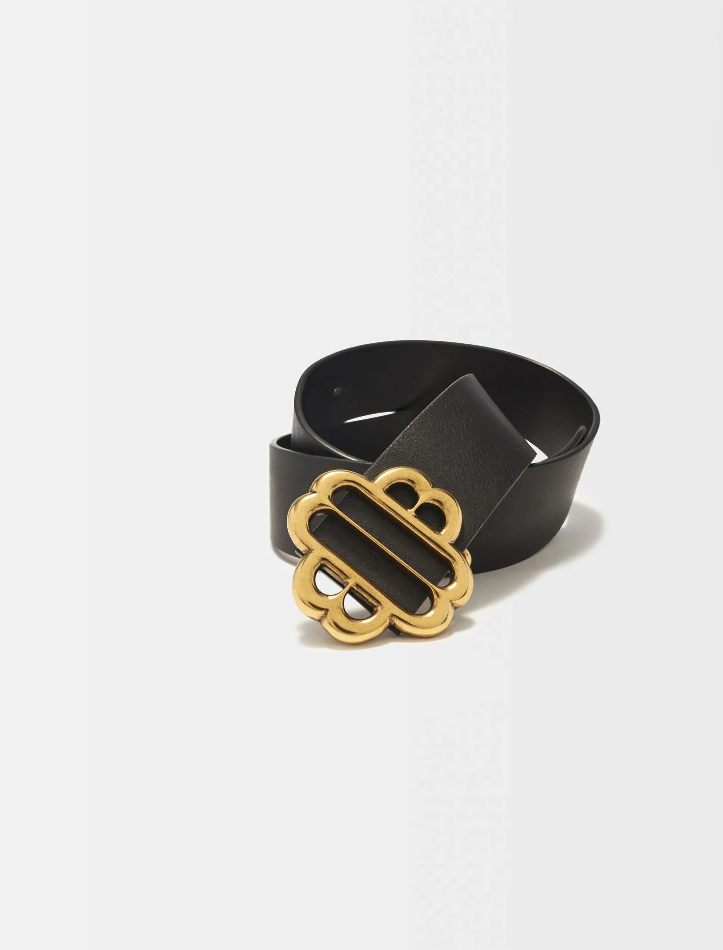 LEATHER BELT WITH CLOVER LOGO