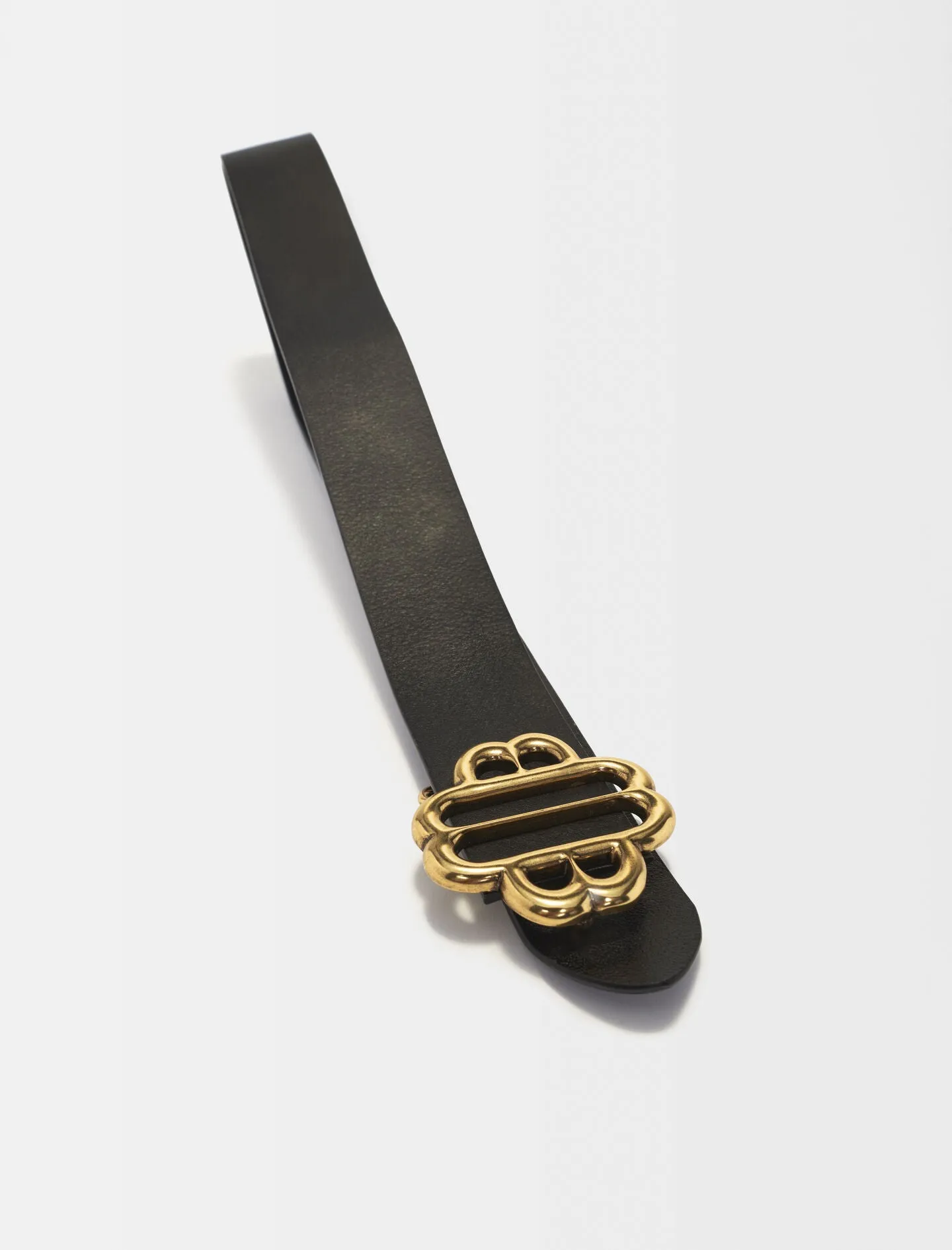 LEATHER BELT WITH CLOVER LOGO