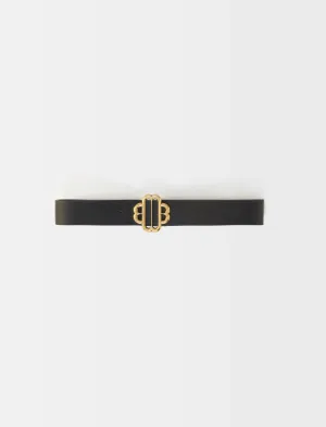 LEATHER BELT WITH CLOVER LOGO
