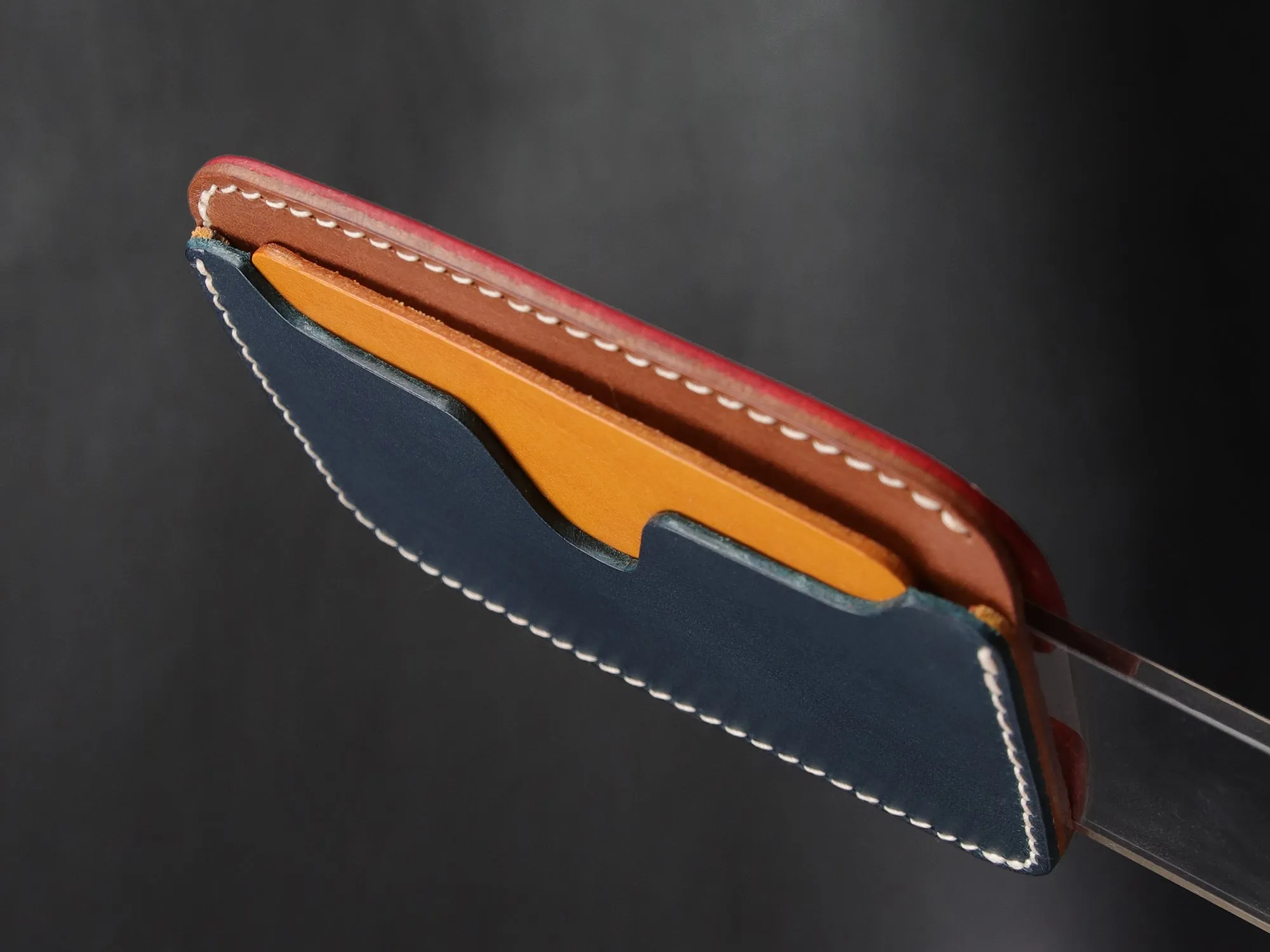 Leather Card Wallet [LC-NYBrR] - LAYERS SERIES - Card Holder - Premium Italian Veg-Tanned Leather - Personalized Stamp - Handcrafted in USA