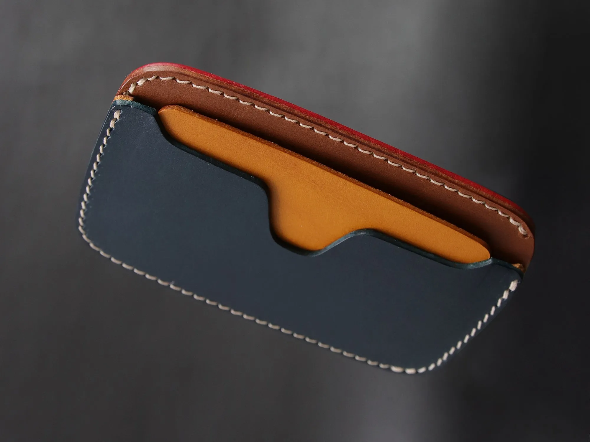 Leather Card Wallet [LC-NYBrR] - LAYERS SERIES - Card Holder - Premium Italian Veg-Tanned Leather - Personalized Stamp - Handcrafted in USA