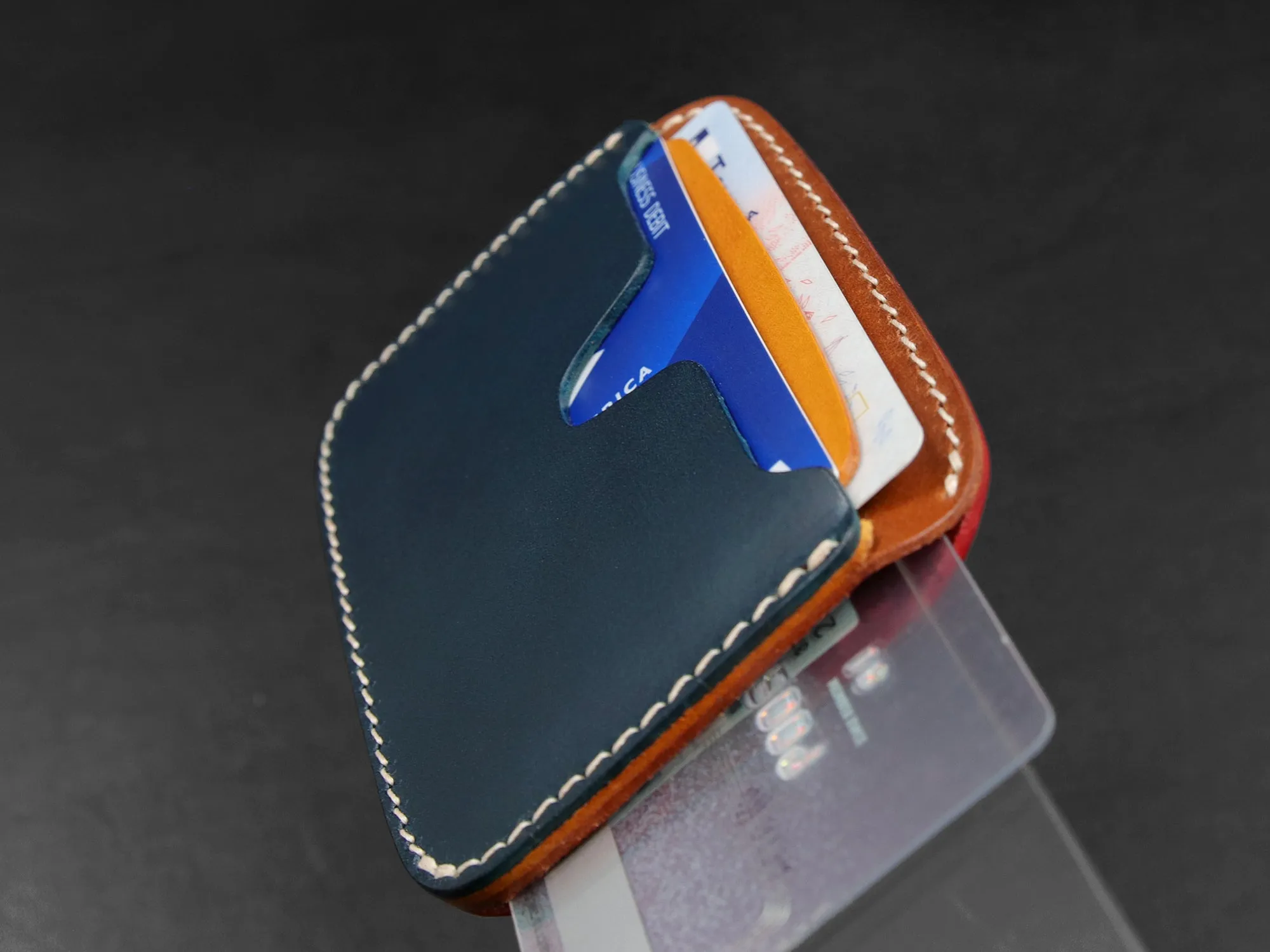 Leather Card Wallet [LC-NYBrR] - LAYERS SERIES - Card Holder - Premium Italian Veg-Tanned Leather - Personalized Stamp - Handcrafted in USA