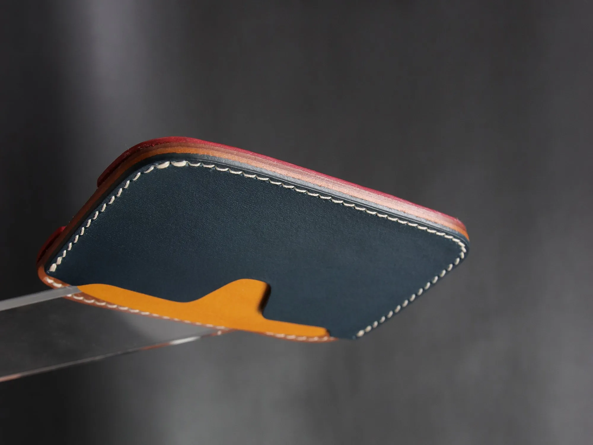 Leather Card Wallet [LC-NYBrR] - LAYERS SERIES - Card Holder - Premium Italian Veg-Tanned Leather - Personalized Stamp - Handcrafted in USA