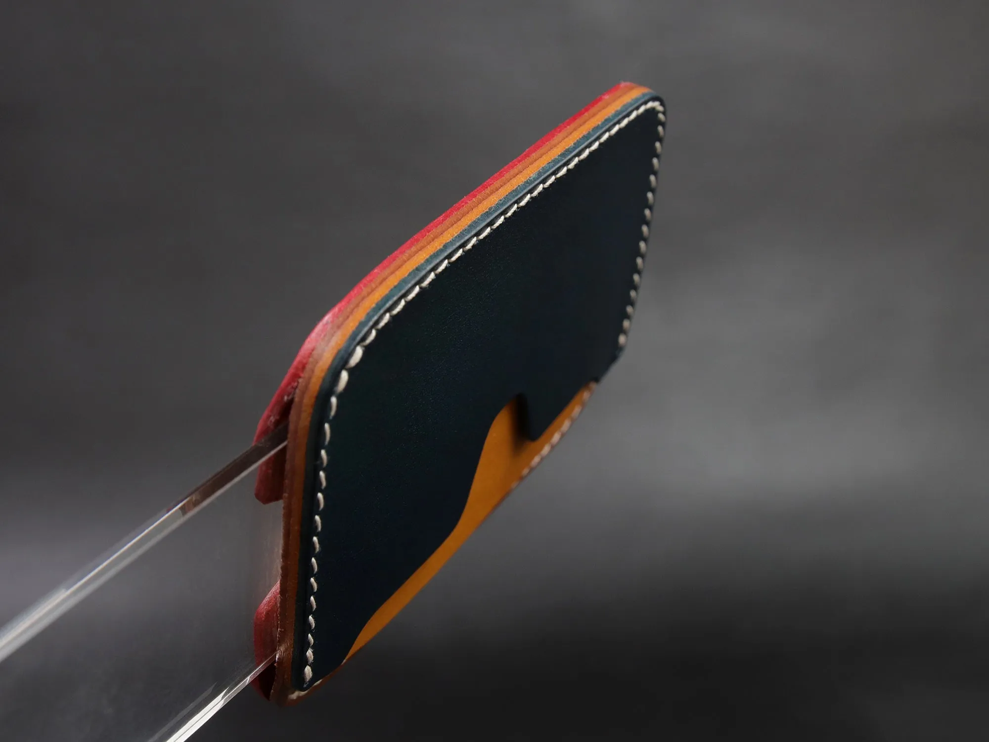 Leather Card Wallet [LC-NYBrR] - LAYERS SERIES - Card Holder - Premium Italian Veg-Tanned Leather - Personalized Stamp - Handcrafted in USA