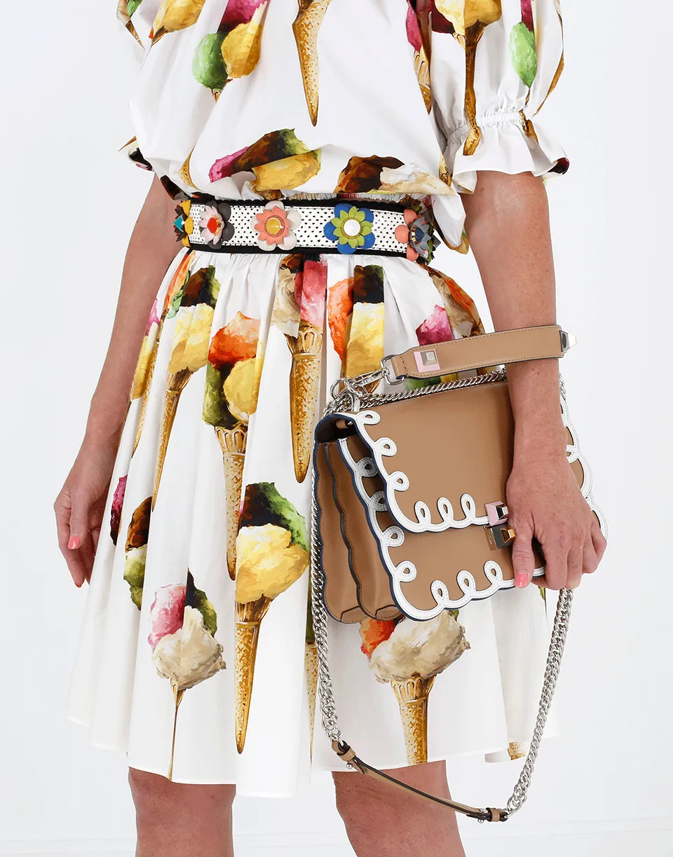Leather Scallop And Studded Handbag