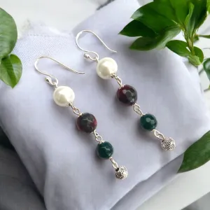 Luminous Forest : Pearl and Beaded Drop Earrings
