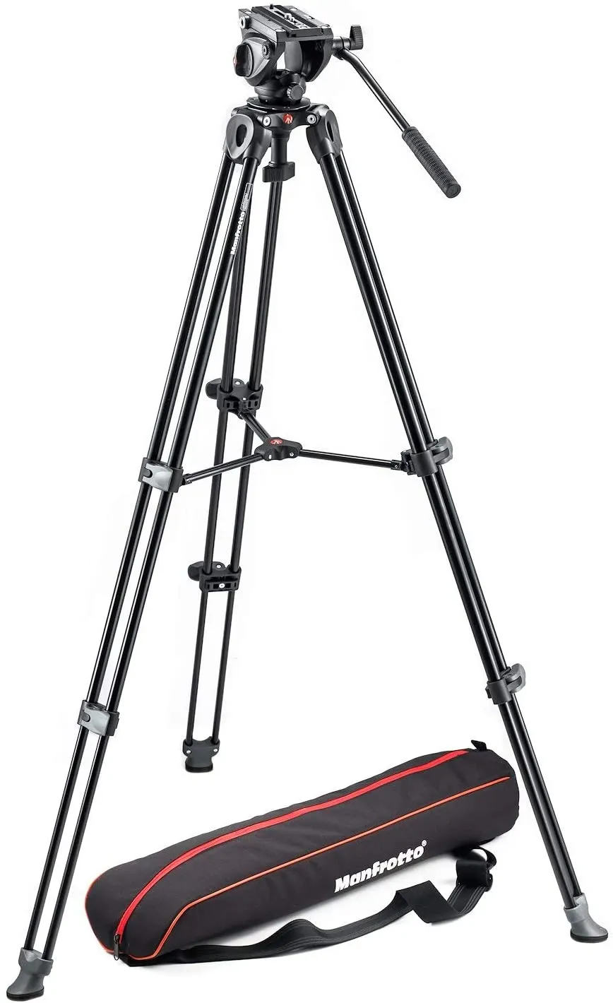 Manfrotto MVK500AM Fluid Drag Video Head Tripod and Carry Bag for Photography, Vlogging