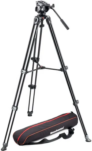 Manfrotto MVK500AM Fluid Drag Video Head Tripod and Carry Bag for Photography, Vlogging