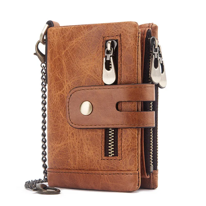 Men's Leather Bi-Fold Wallet RFID Blocking
