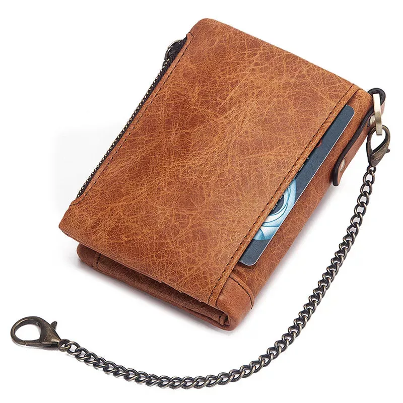 Men's Leather Bi-Fold Wallet RFID Blocking