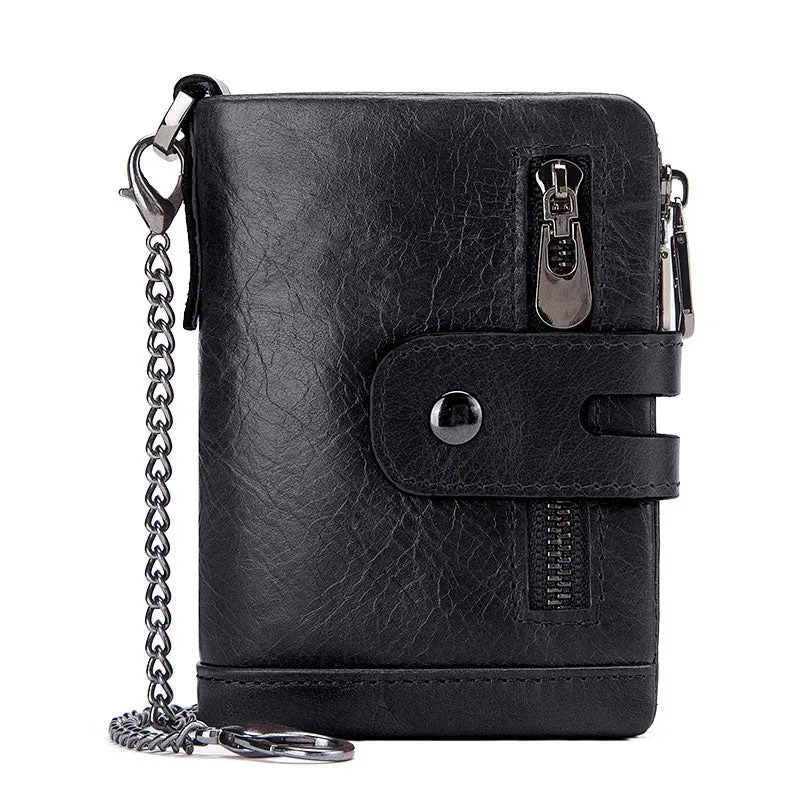 Men's Leather Bi-Fold Wallet RFID Blocking
