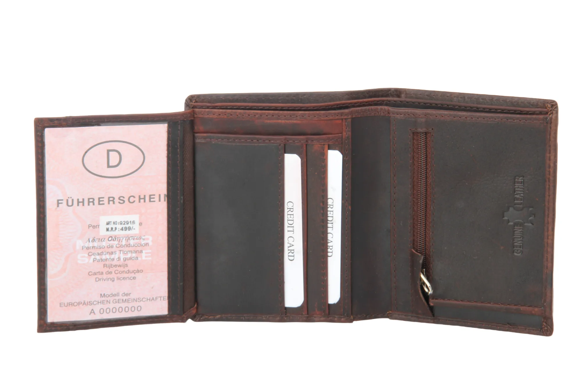 Mens leather wallet with zodiac sign 92916 (Leo) Brown