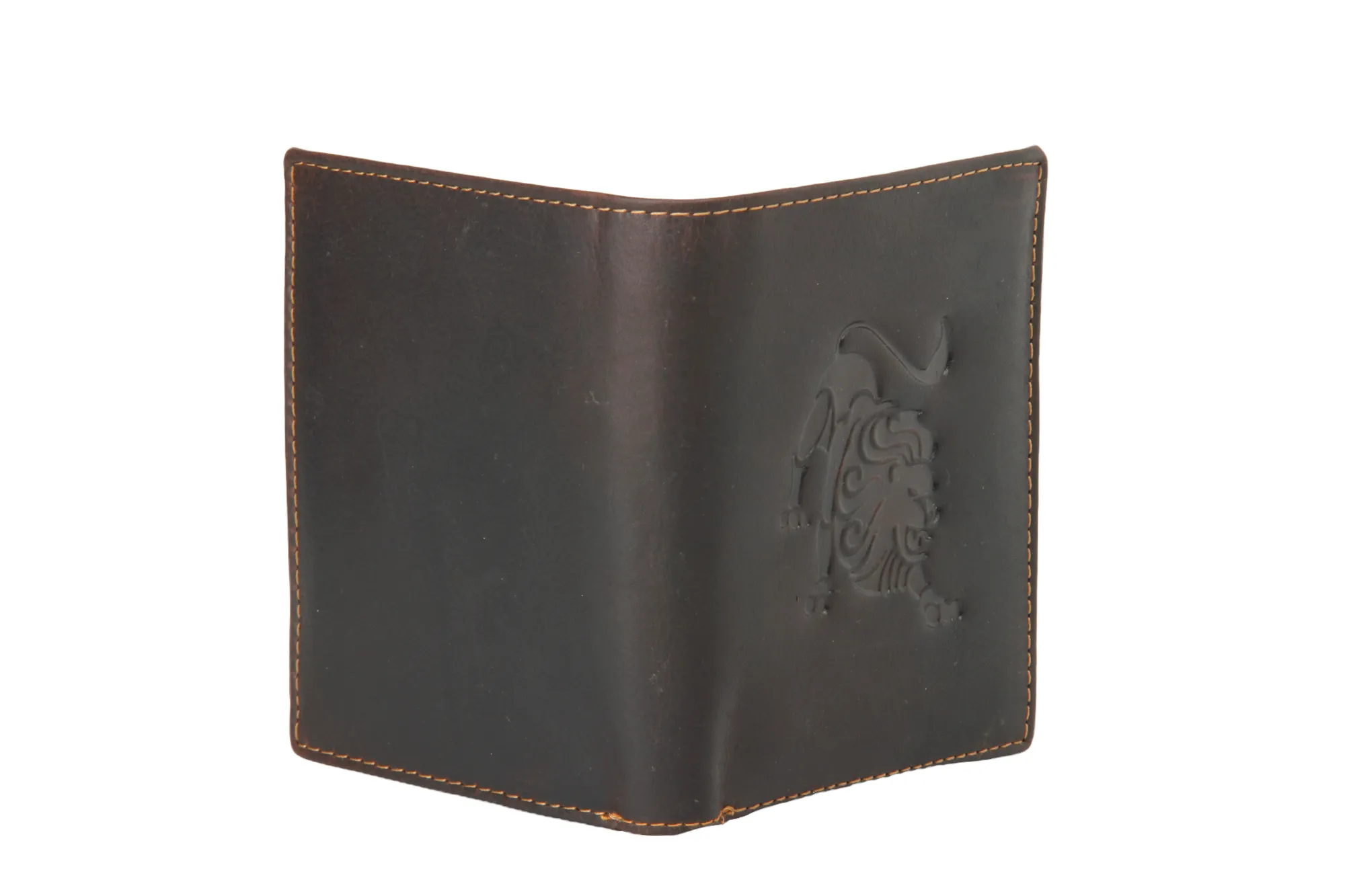 Mens leather wallet with zodiac sign 92916 (Leo) Brown