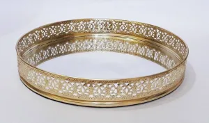 Metal Mirror Tray - Round (25Dia cm Gold)