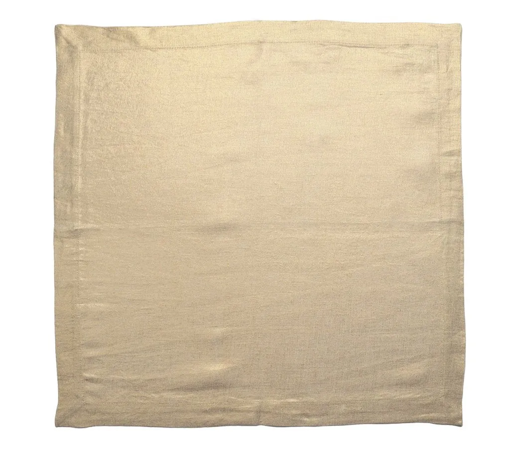 Metallic Linen Napkin in Natural & Gold, Set of 4