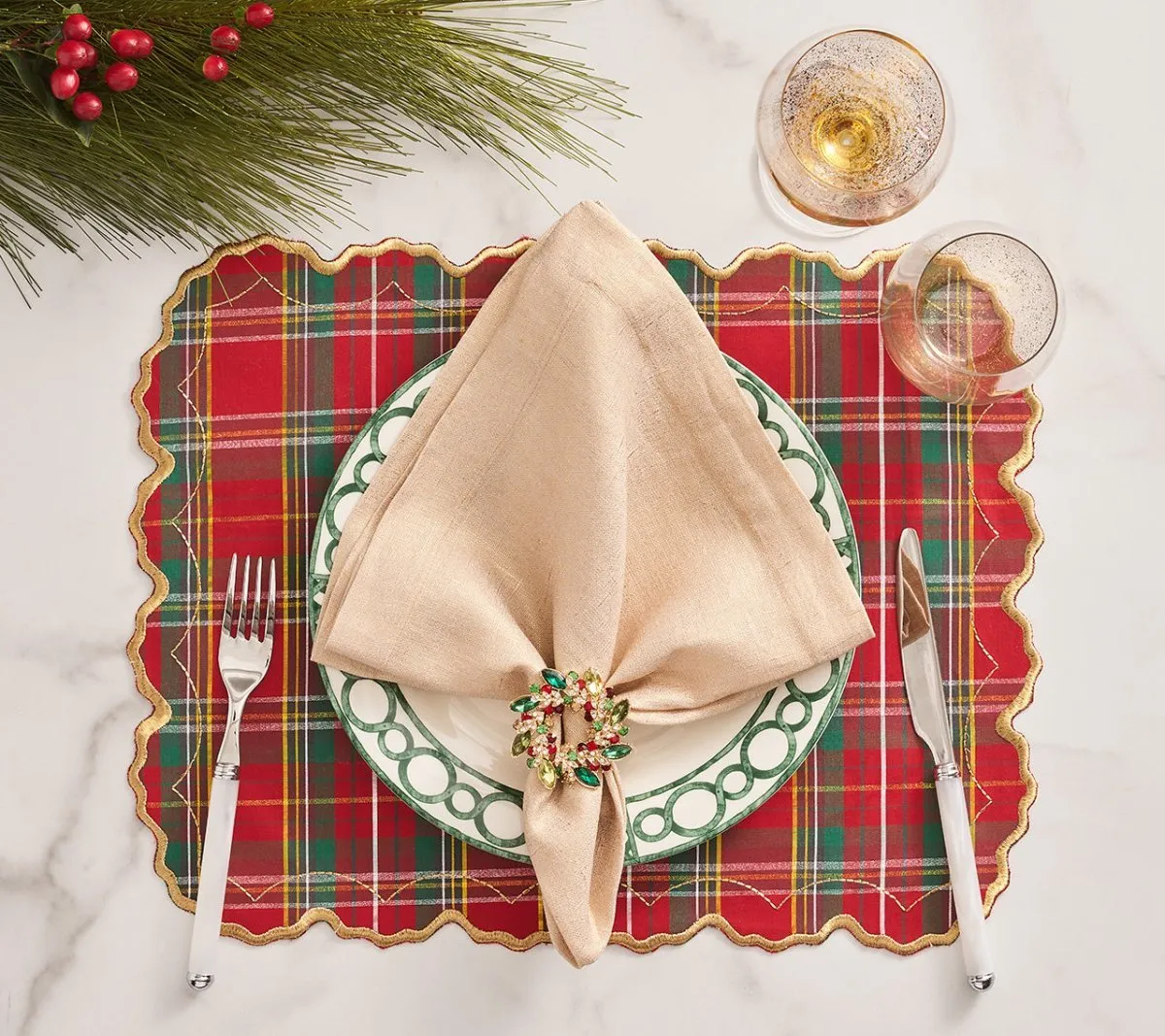 Metallic Linen Napkin in Natural & Gold, Set of 4
