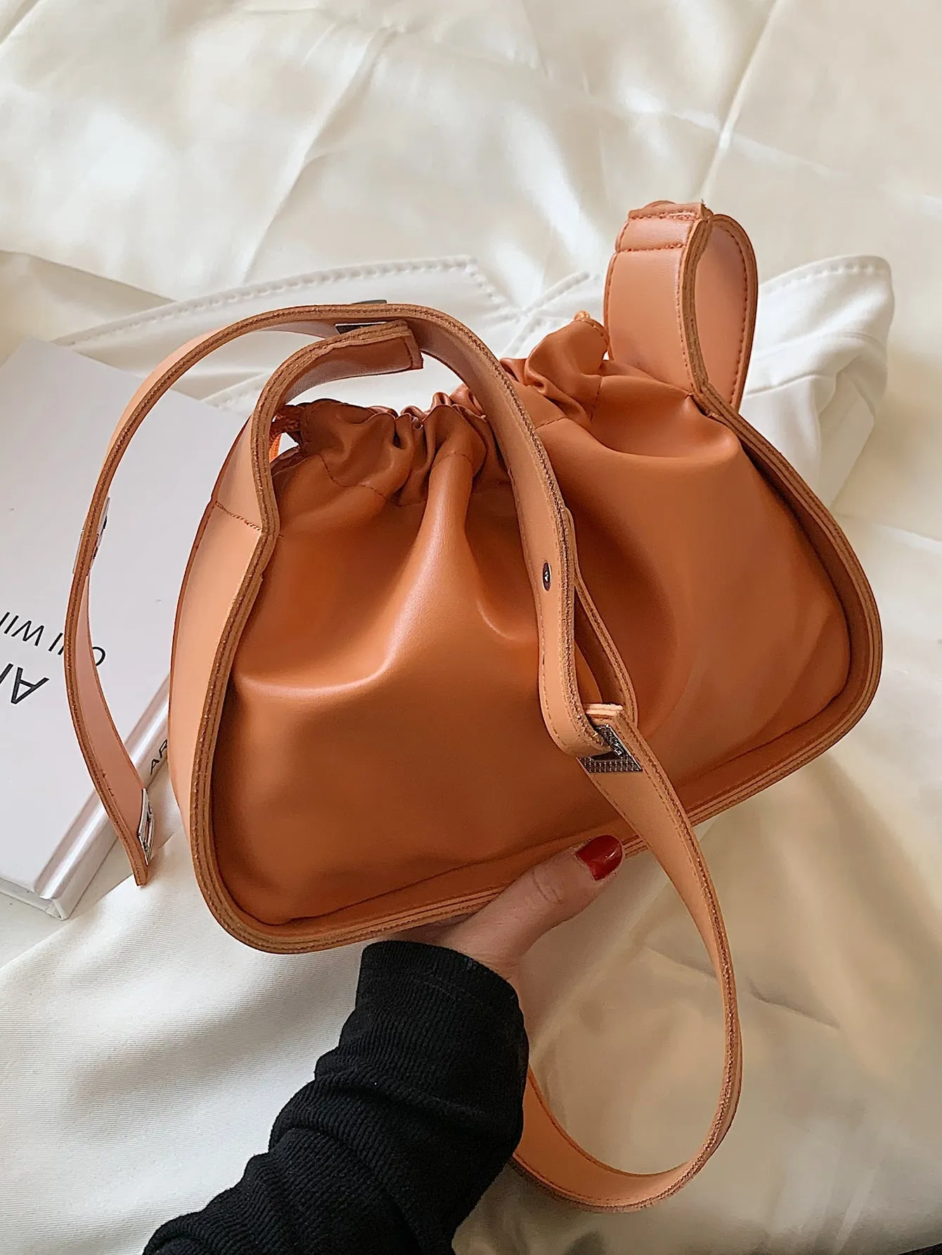 Minimalist Drawstring Ruched Crossbody Bag