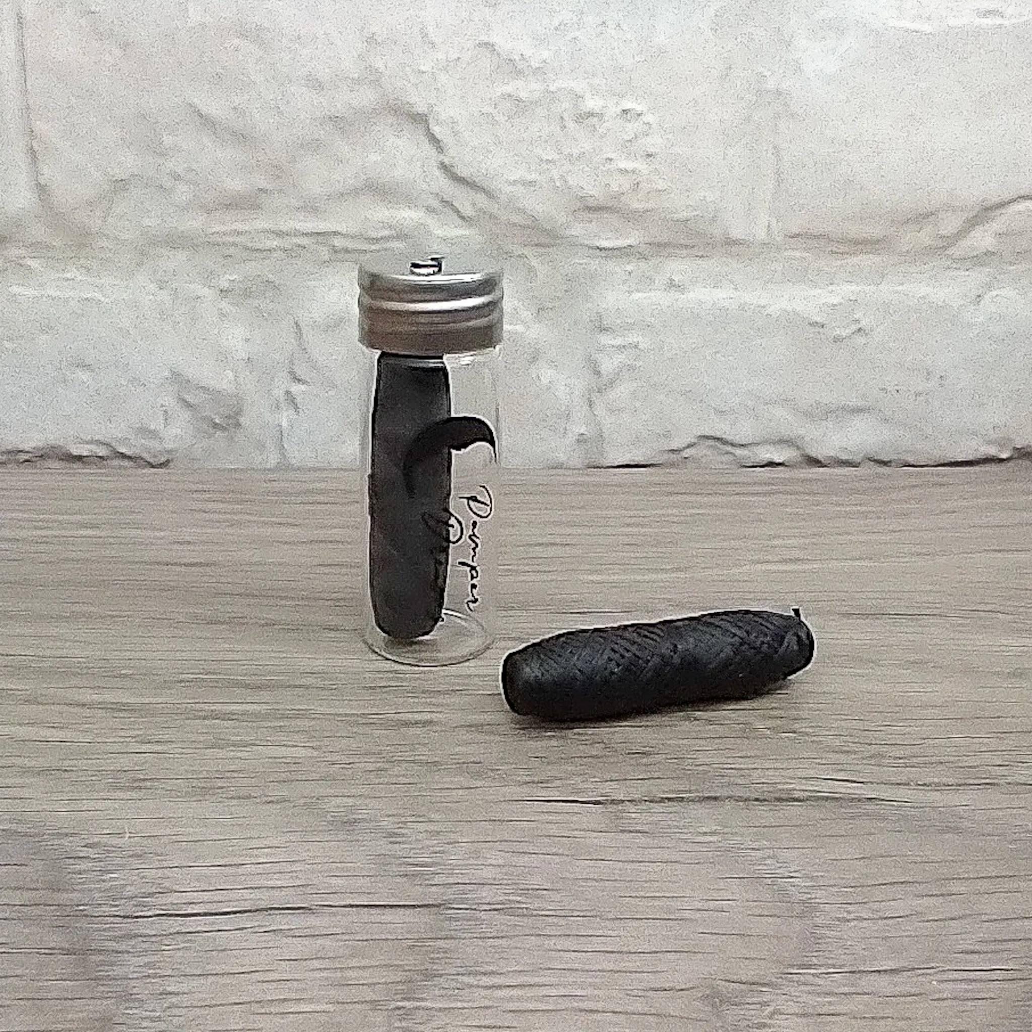 Minty Bamboo Charcoal Dental Floss In Glass Dispenser