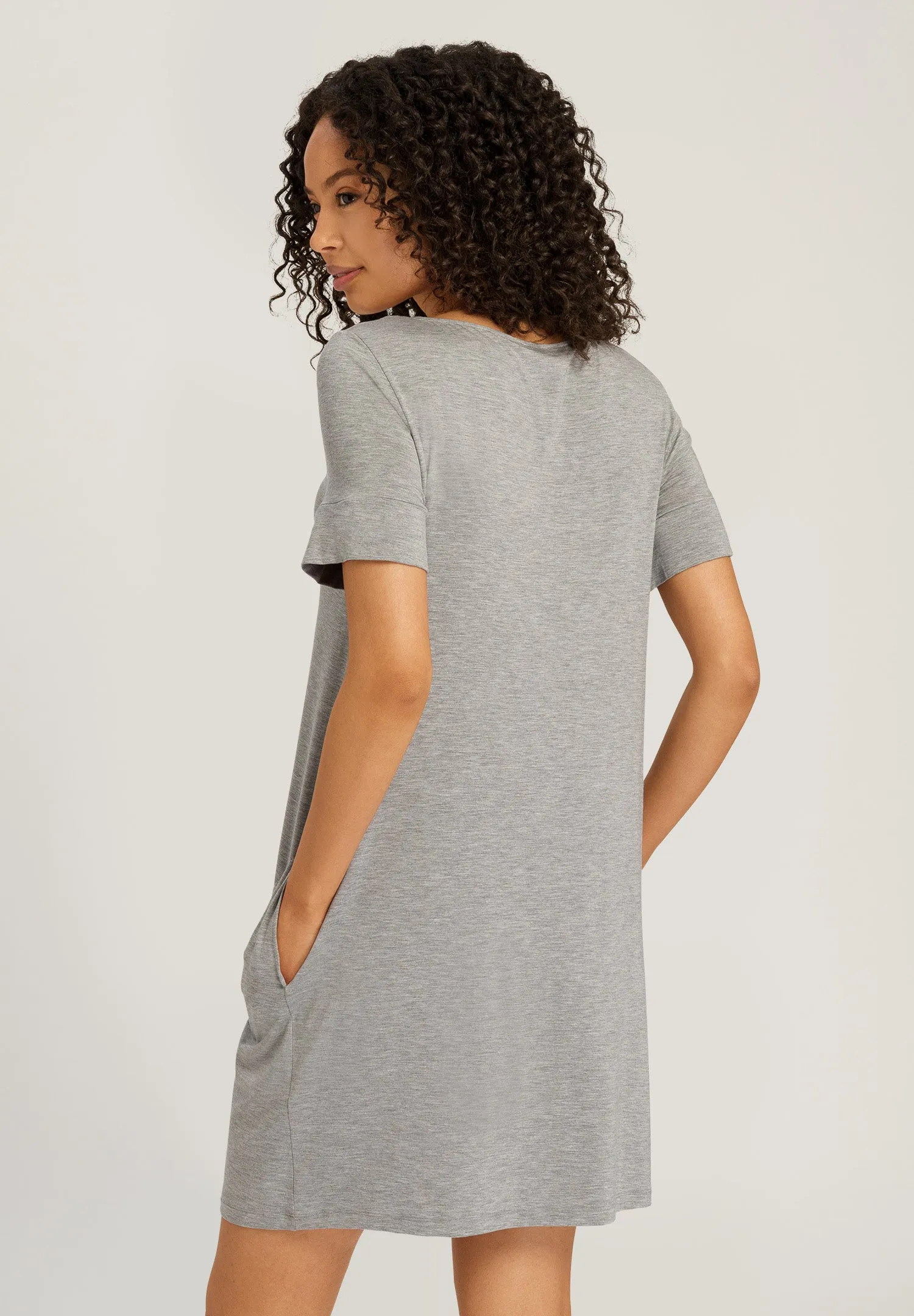 Natural Elegance Soft Round Neck Nightgown | Grey Melange 74949-958