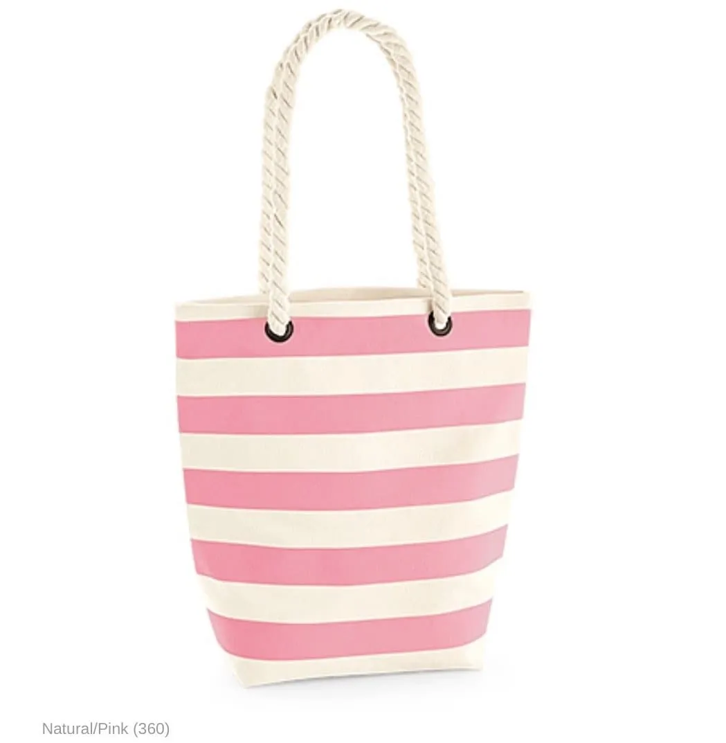 Nautical Stripe Canvas Tote Bag & Cosmetic Bag with Personalisation