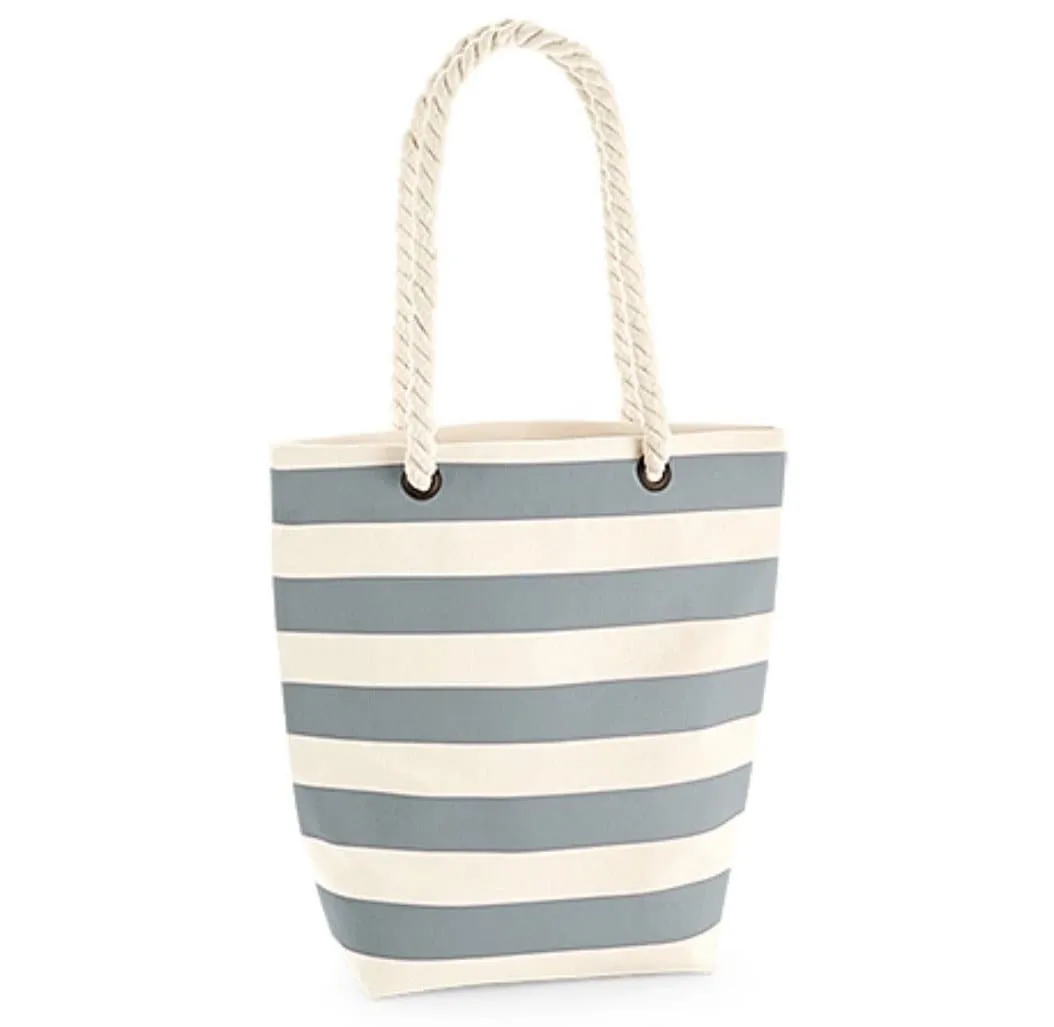 Nautical Stripe Canvas Tote Bag & Cosmetic Bag with Personalisation