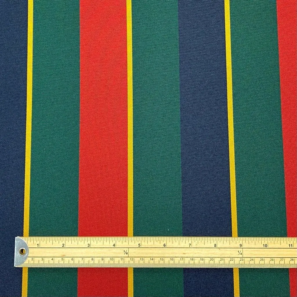 Navy/Green/Red Striped PU Coated Waterproof Fabric