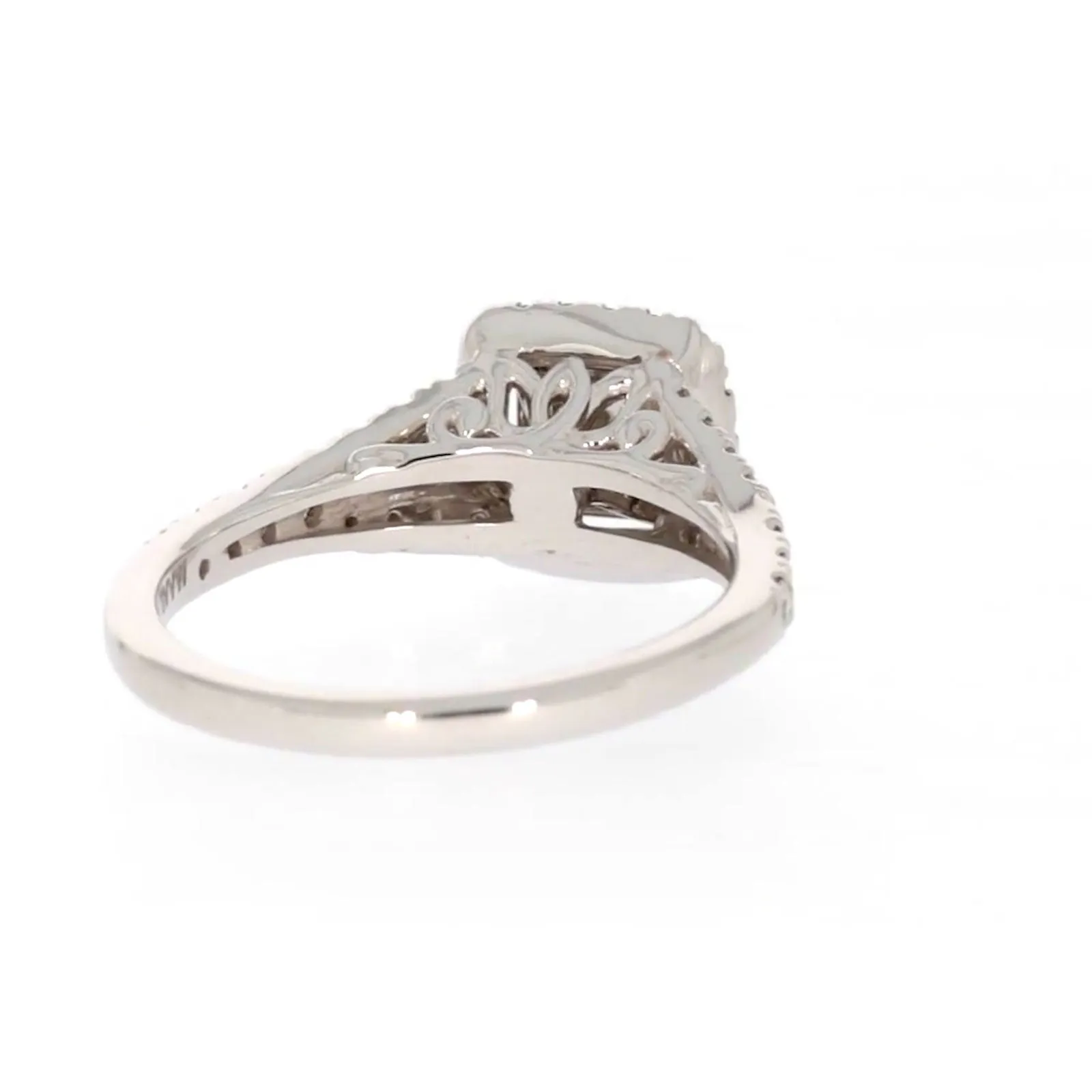 New York 14ct White Gold Princess & Round Brilliant Cut 0.85 Carat tw of Diamonds Ring