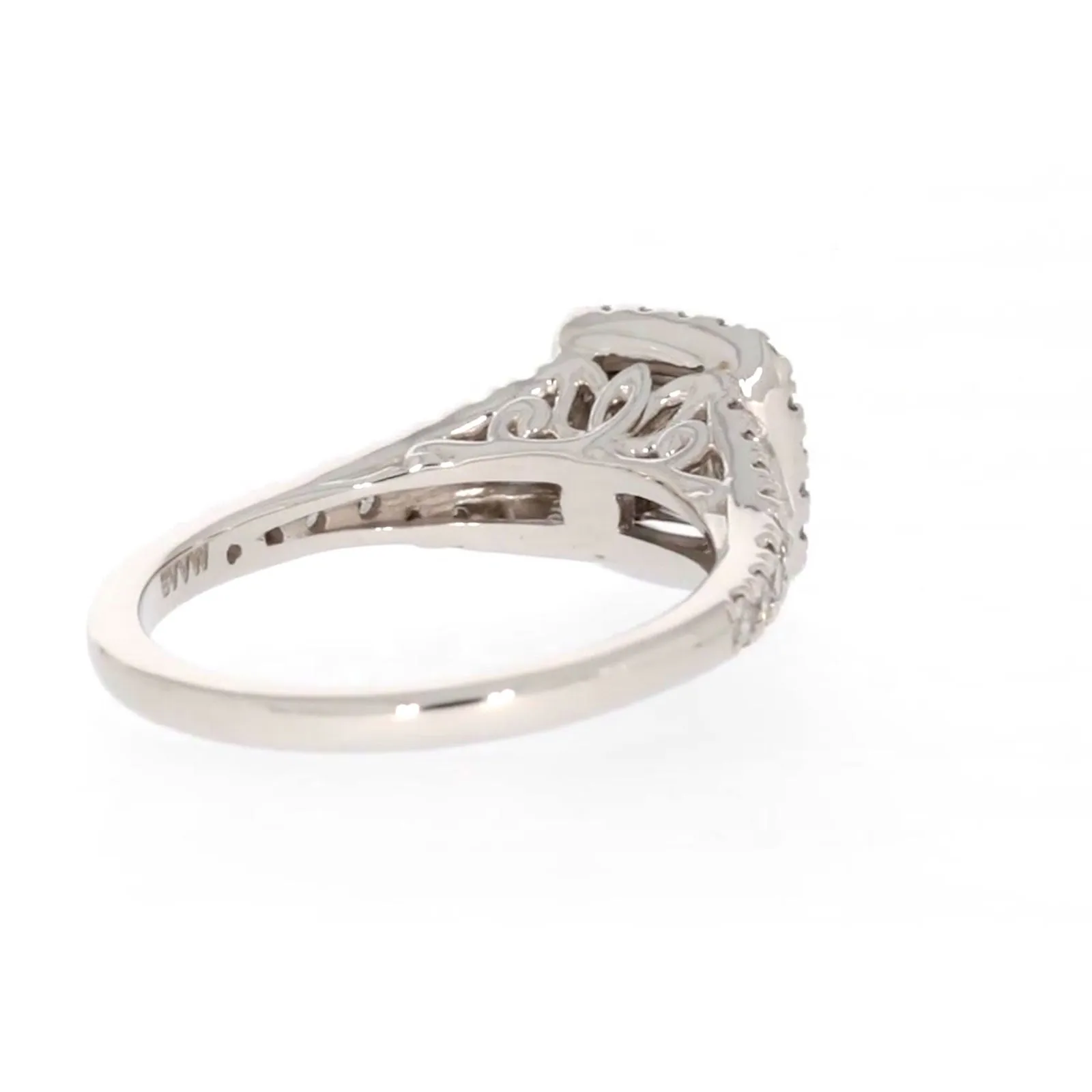 New York 14ct White Gold Princess & Round Brilliant Cut 0.85 Carat tw of Diamonds Ring