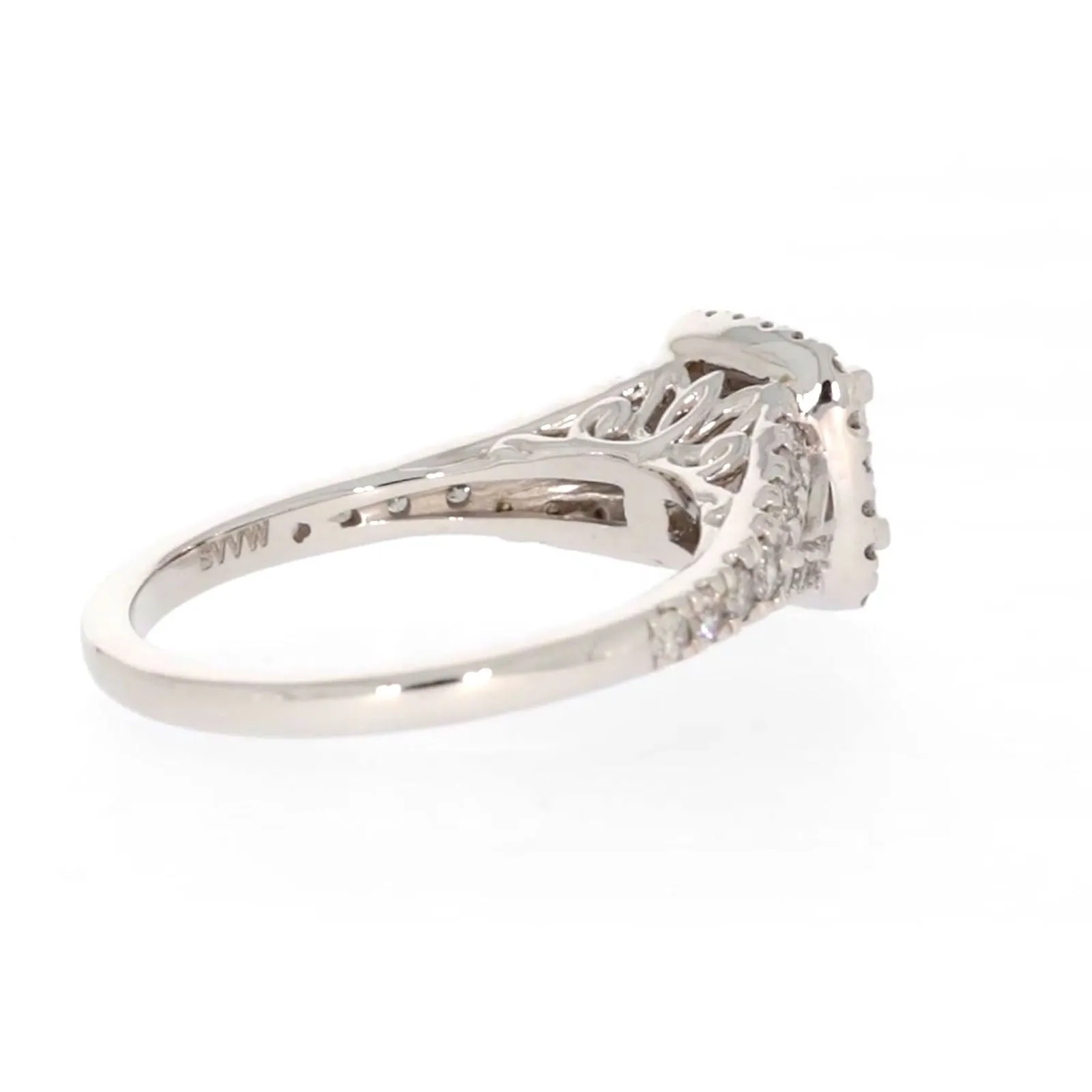 New York 14ct White Gold Princess & Round Brilliant Cut 0.85 Carat tw of Diamonds Ring
