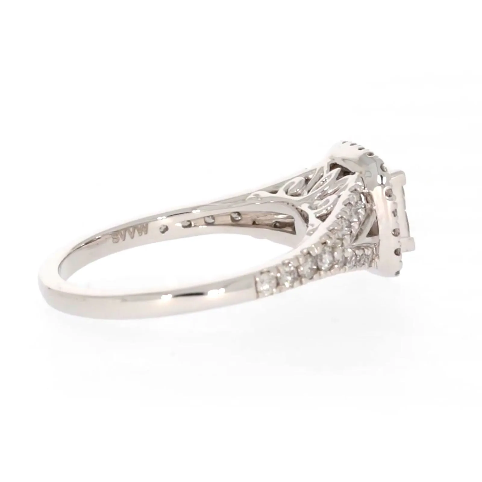 New York 14ct White Gold Princess & Round Brilliant Cut 0.85 Carat tw of Diamonds Ring