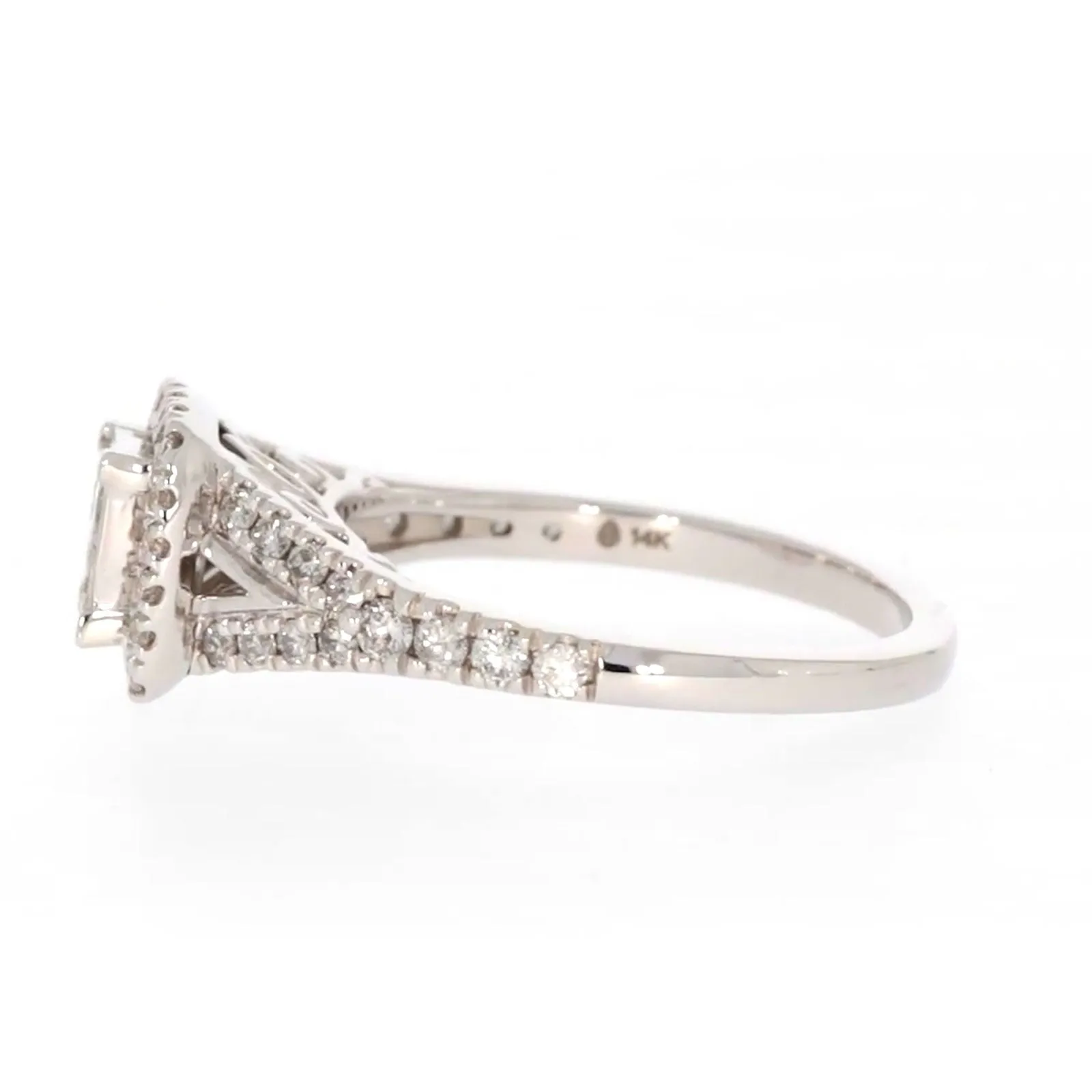 New York 14ct White Gold Princess & Round Brilliant Cut 0.85 Carat tw of Diamonds Ring