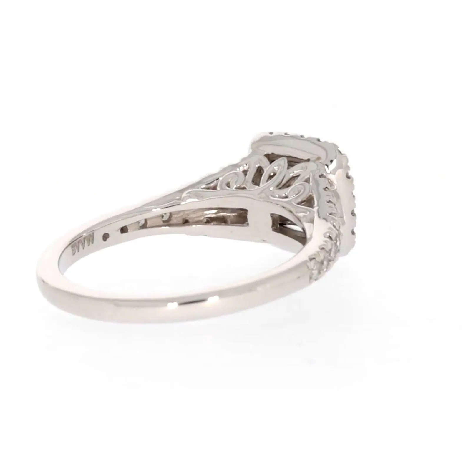 New York 14ct White Gold Princess & Round Brilliant Cut 0.85 Carat tw of Diamonds Ring
