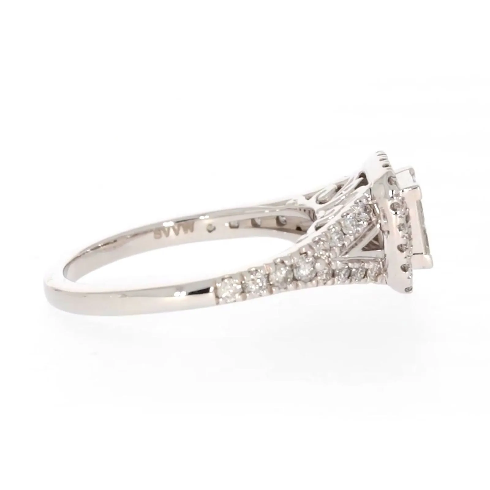 New York 14ct White Gold Princess & Round Brilliant Cut 0.85 Carat tw of Diamonds Ring