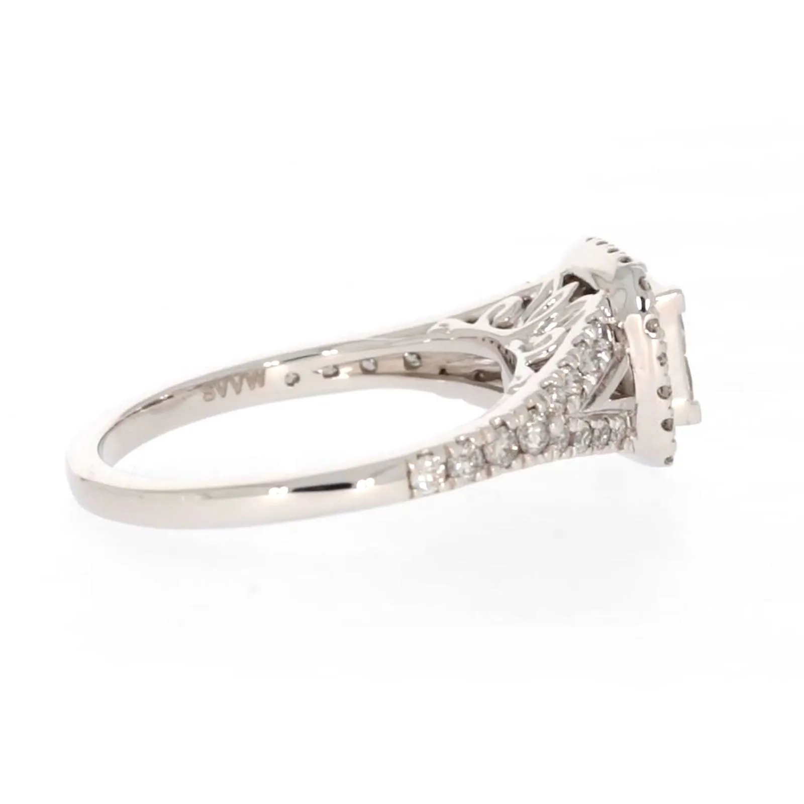 New York 14ct White Gold Princess & Round Brilliant Cut 0.85 Carat tw of Diamonds Ring