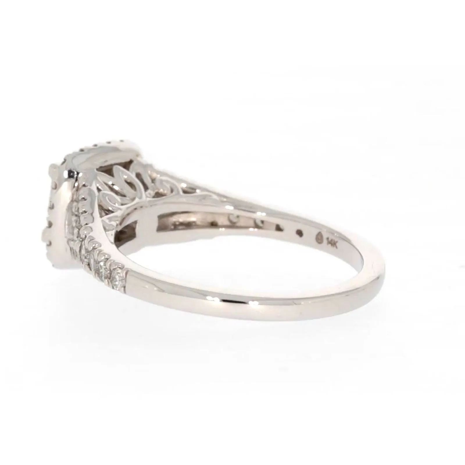New York 14ct White Gold Princess & Round Brilliant Cut 0.85 Carat tw of Diamonds Ring