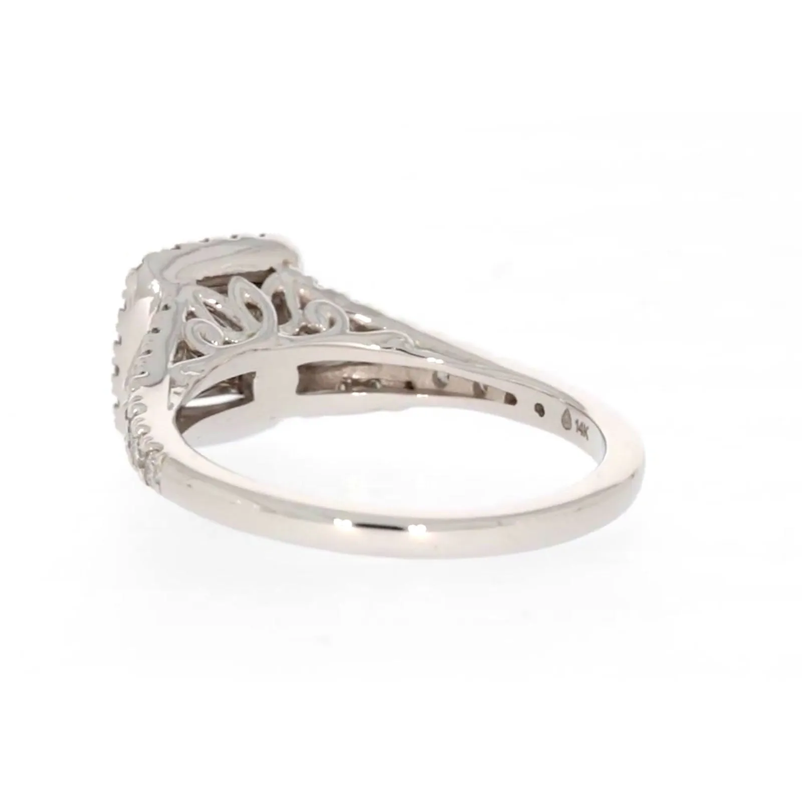 New York 14ct White Gold Princess & Round Brilliant Cut 0.85 Carat tw of Diamonds Ring
