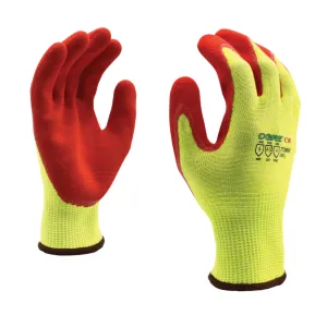 OGRE CR  Gloves, Hi-Vis Yellow Red Sandy Nitrile Palm Coating