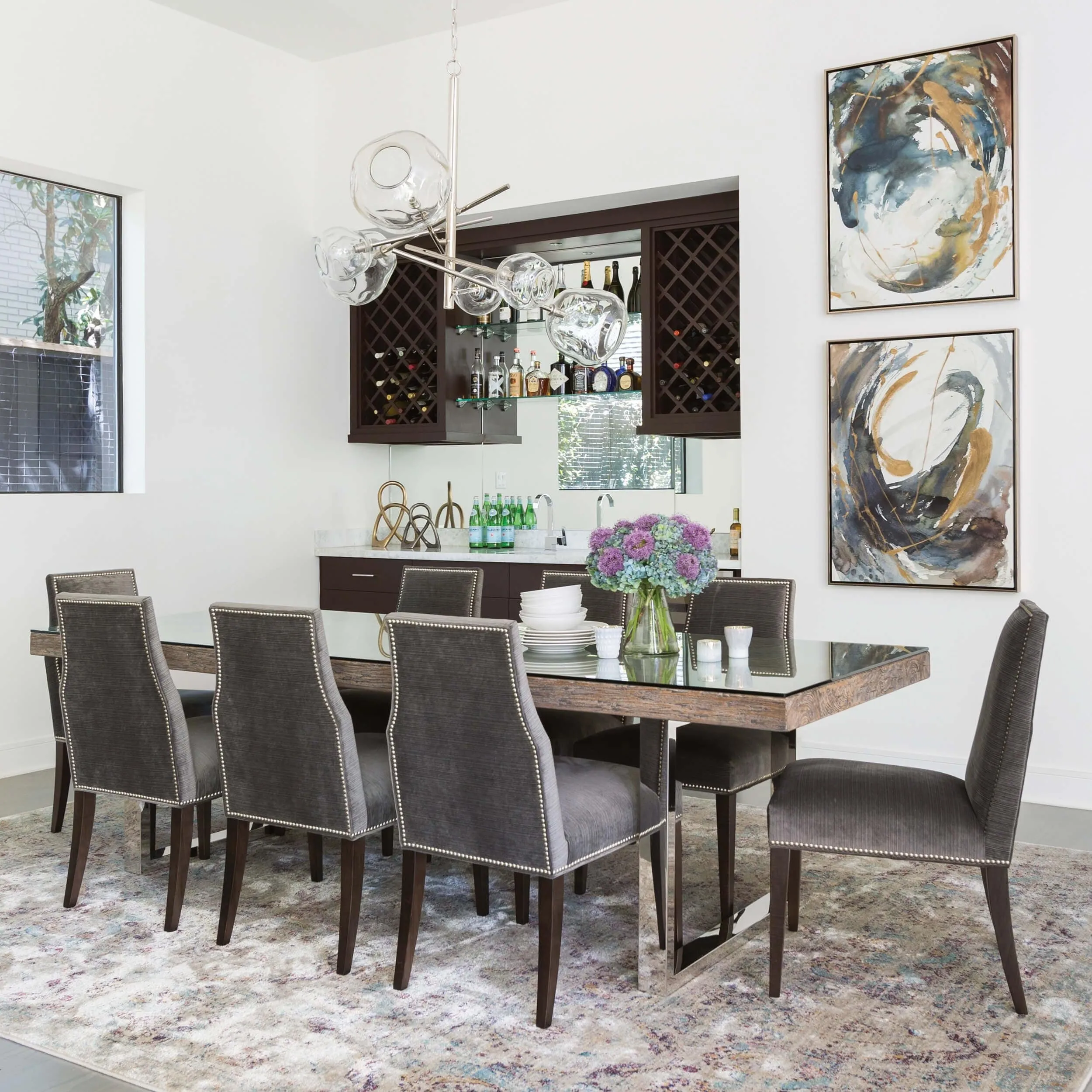 Oliver Side Chair, Valhalla Pewter, Pewter Nailheads