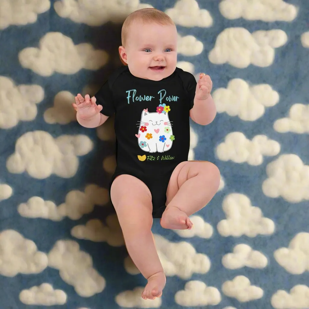 Organic cotton baby bodysuit, Flower Power