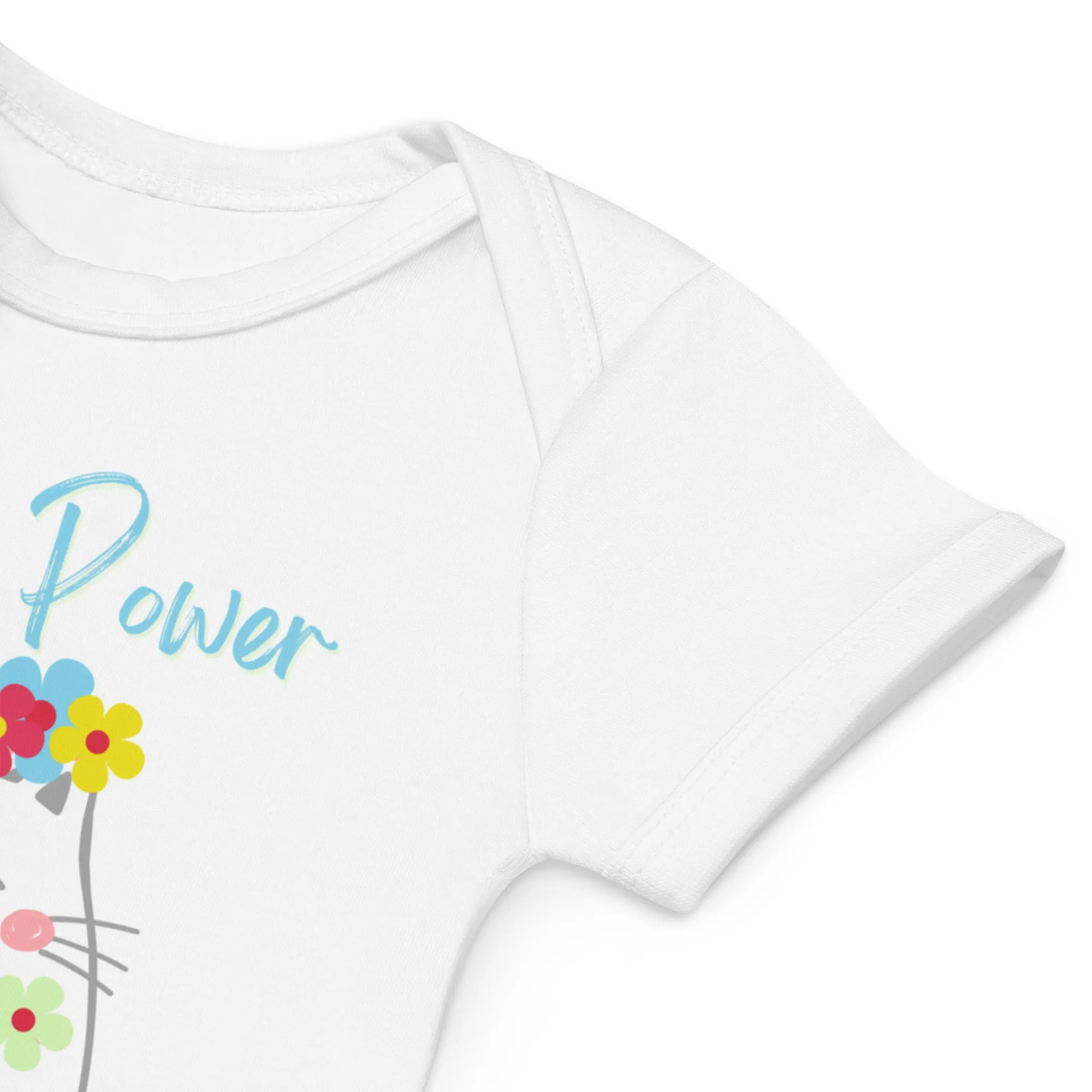 Organic cotton baby bodysuit, Flower Power